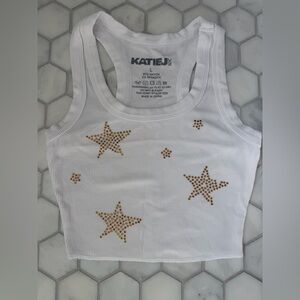 Ribbed Crop Tank with Rhinestone Stars
